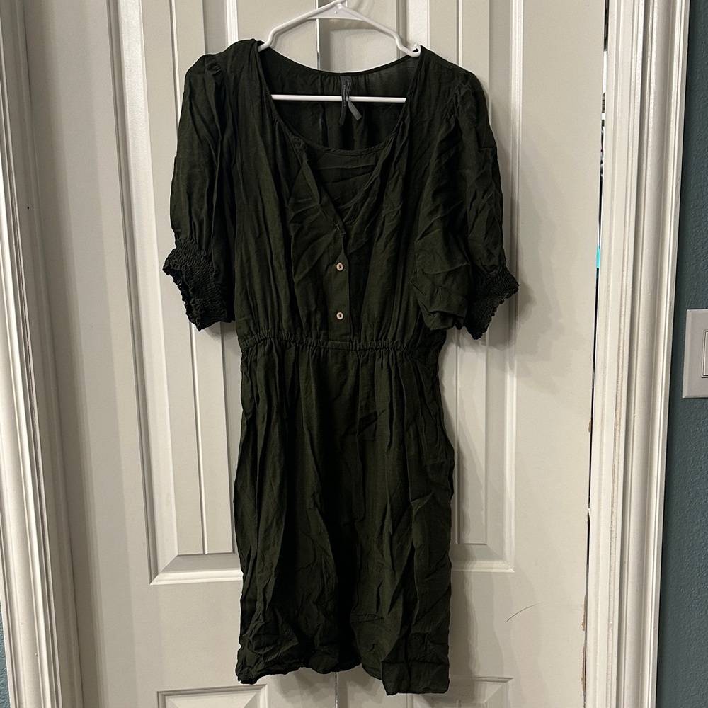 Anthropologie Dark Green Mini Dress